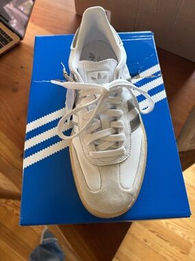 adidas White and Gum Accent Classic Sneakers